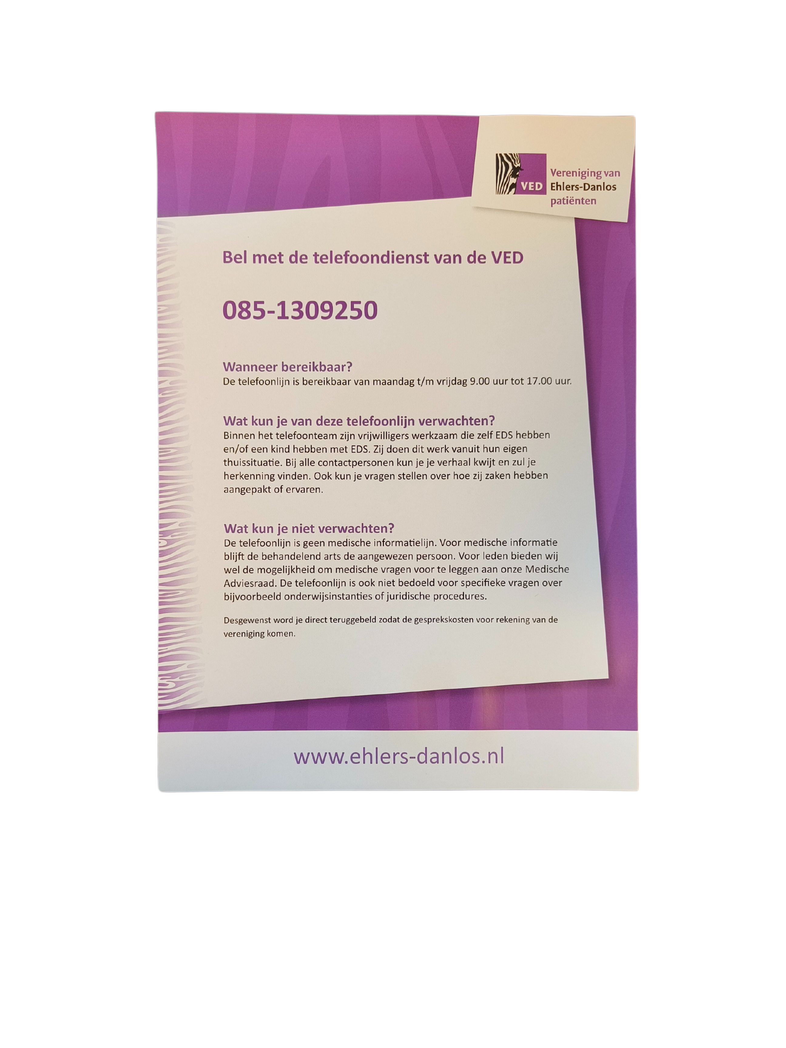 Flyer – “Bel met de telefoondienst van de VED”