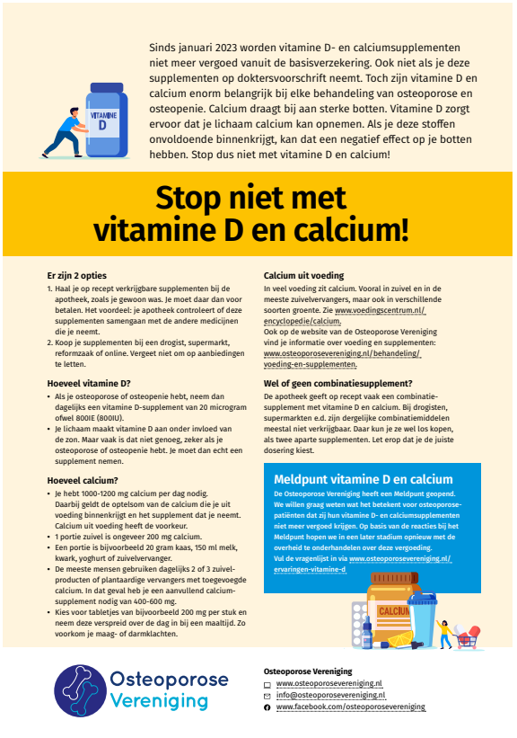 Folder – Stop niet met vitamine D en calcium!