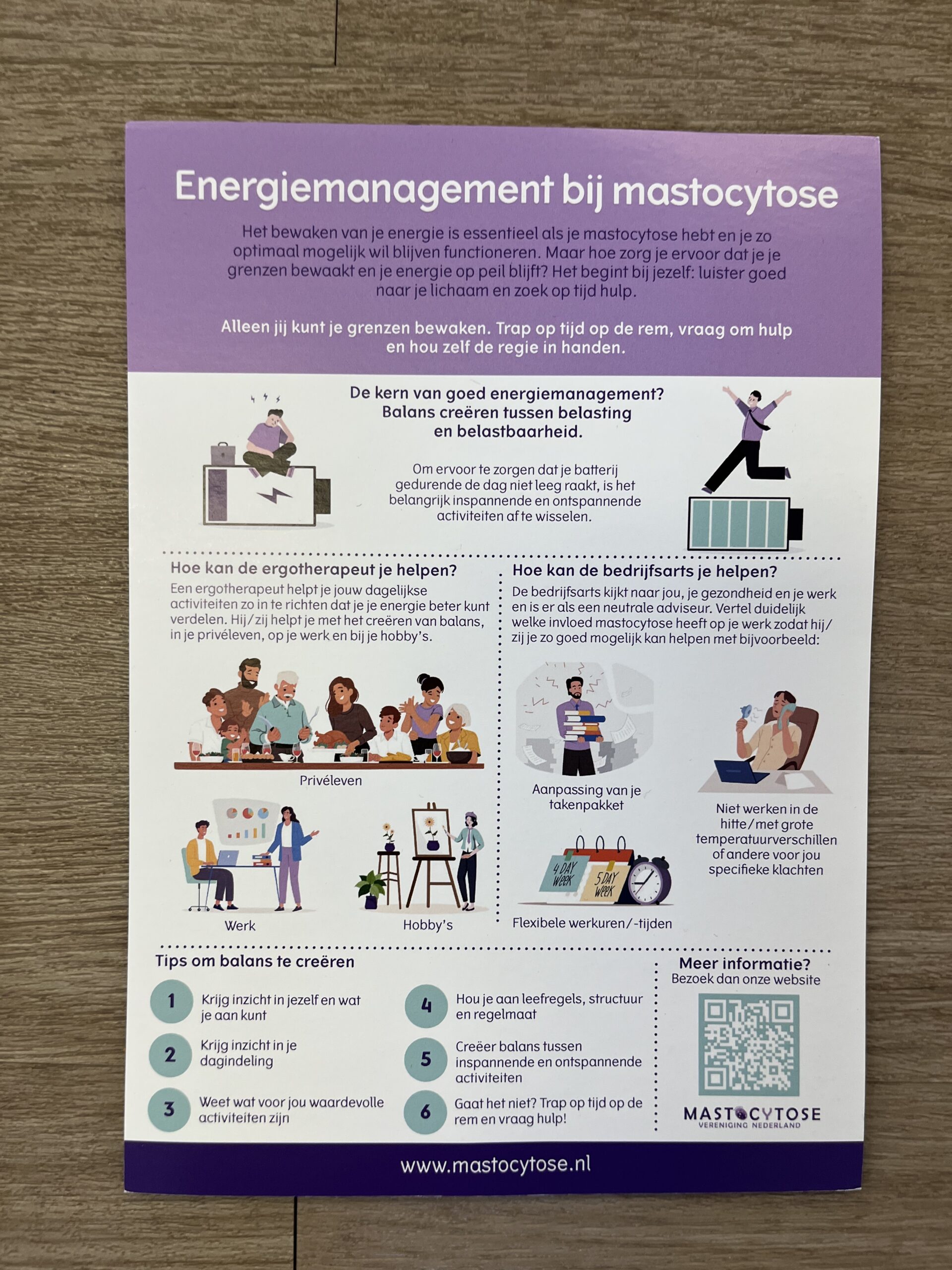 Flyer Energiemanagement bij Mastocytose/Bewegen met Mastocytose