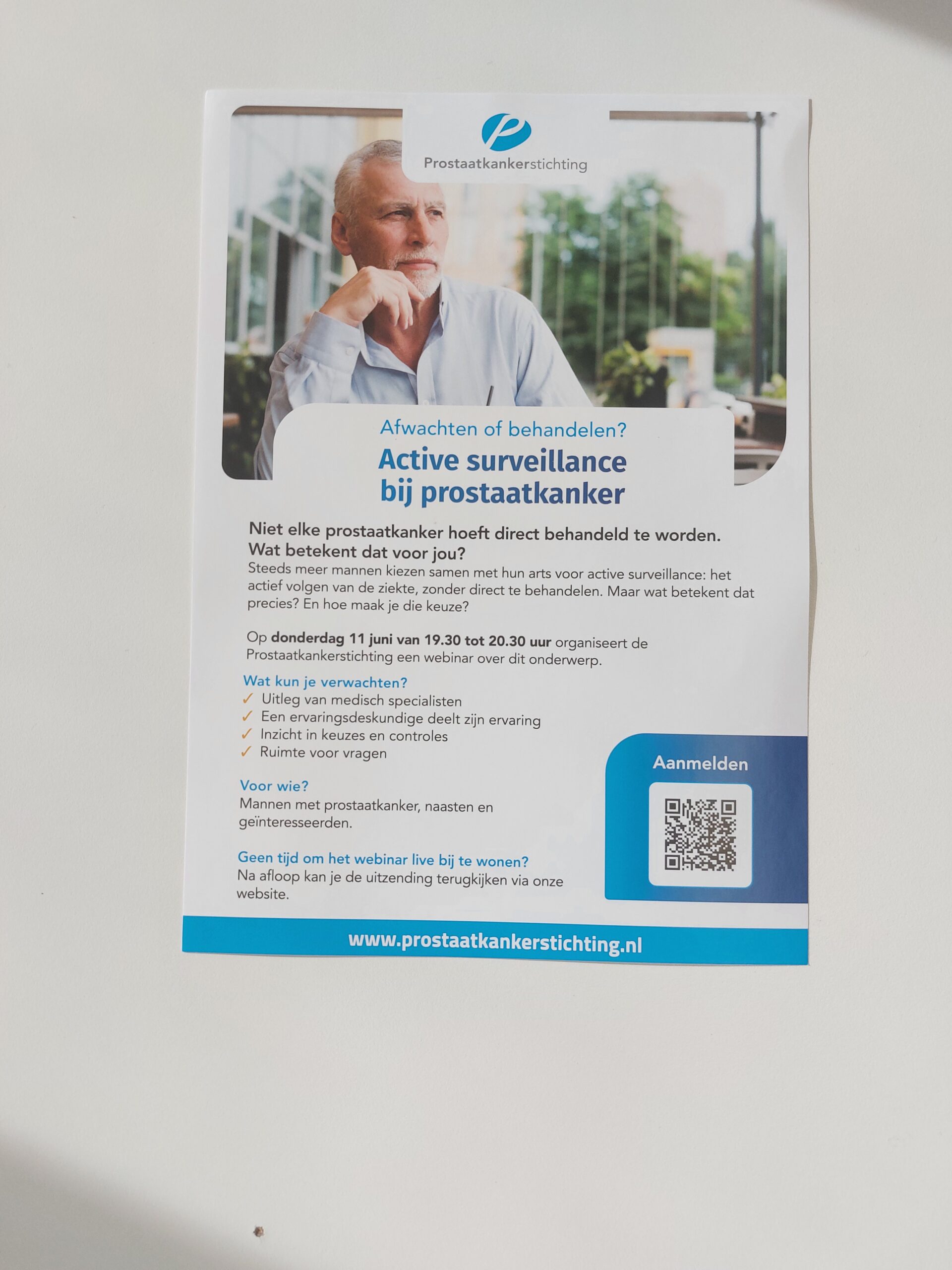 Flyer ”Afwachten of behandelen, actieve surveillance bij prostaatkanker”